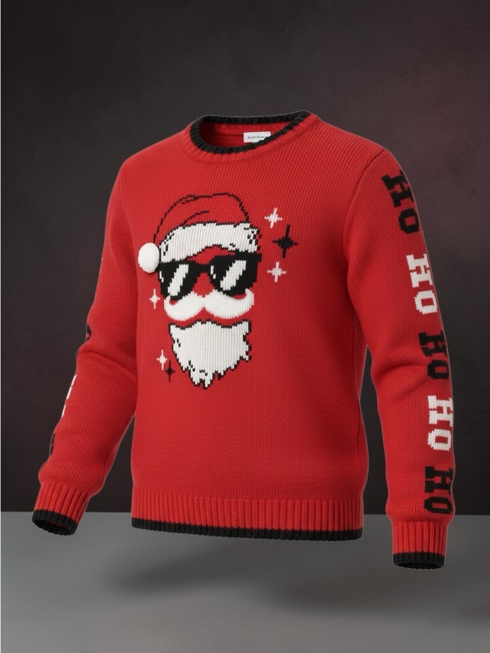 Holiday Time Red Santa Sunglasses Youth Smalll Knit Sweater